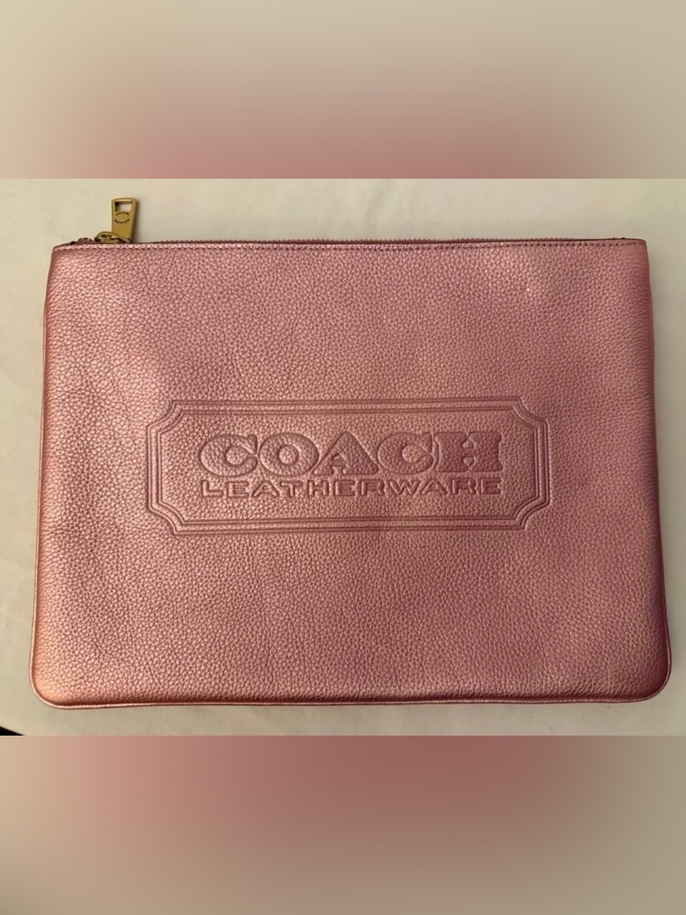 Coach metallic Pink 12 x 9 tech pouch